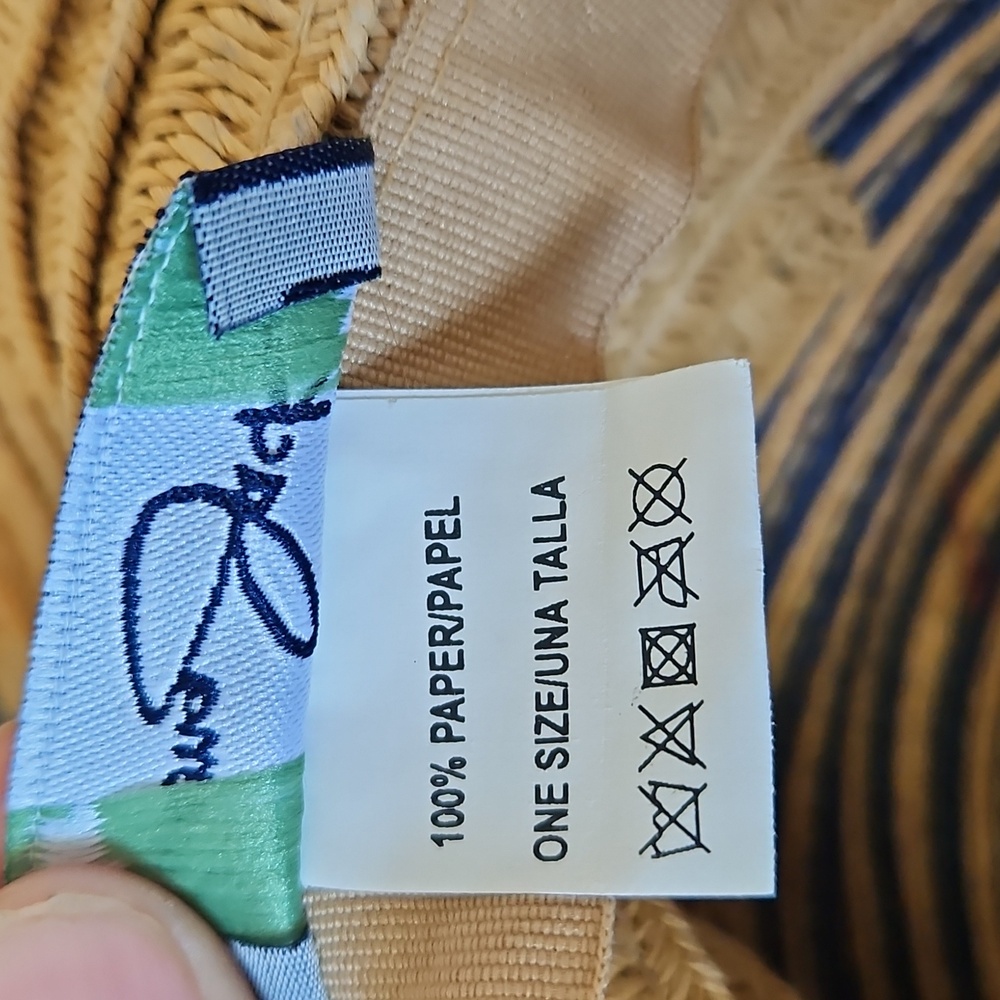 Panama Jack 100% Paper Blue and Tan Wide Brim Sun Hat - Picture 12 of 13